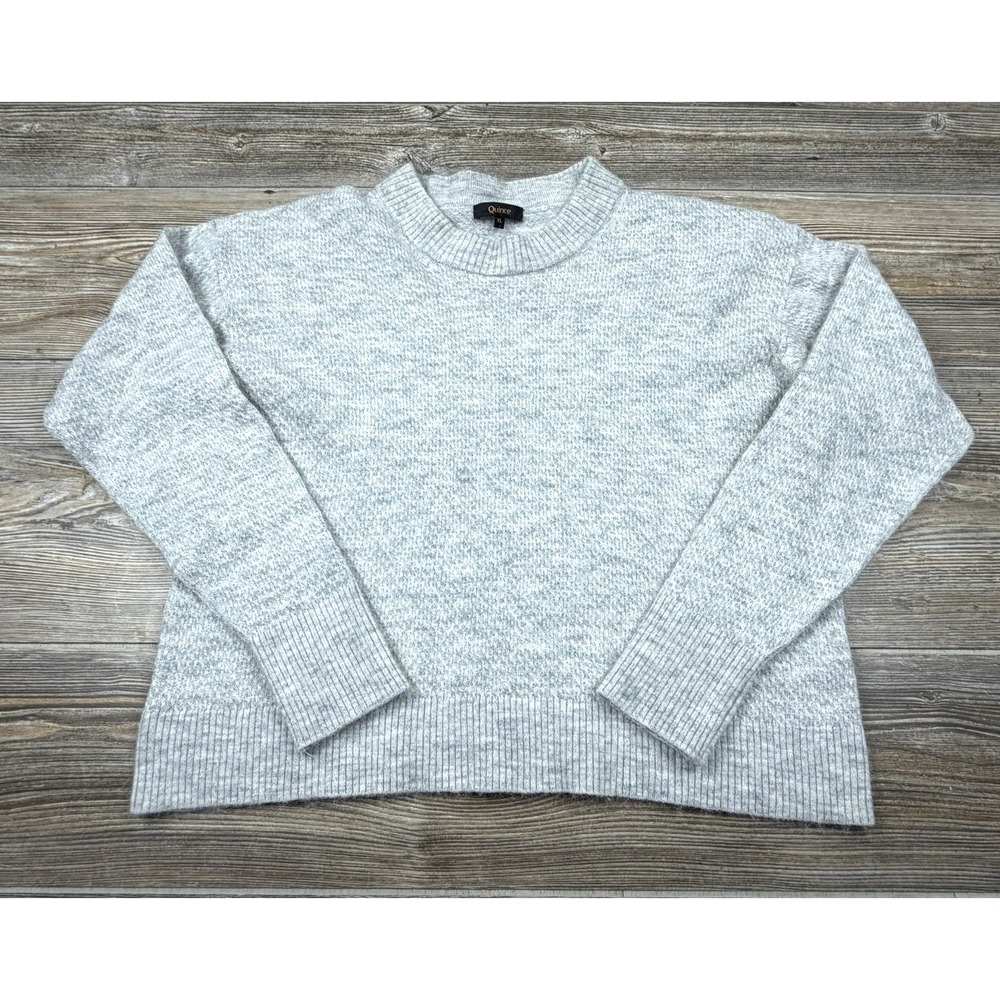 Quince Women's Baby Alpaca Wool Blend Diamond Stitch Crew Neck Crop Sweater XL